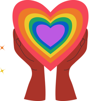 Pride month. Ethnic black Hands with Rainbow LGBT Heart png