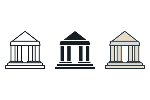 bank icons color set style isolated vector