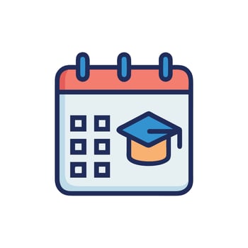 Academic Calendar Icon with Graduation Cap Flat Design vector