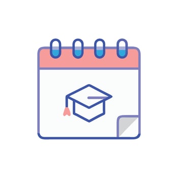 Academic calendar icon representing graduation date reminder concept vector