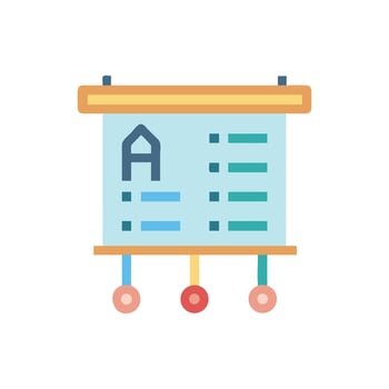 Presentation board with information icons and simple flat design vector