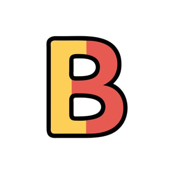 Bold Letter B with TwoTone Color Scheme on White vector