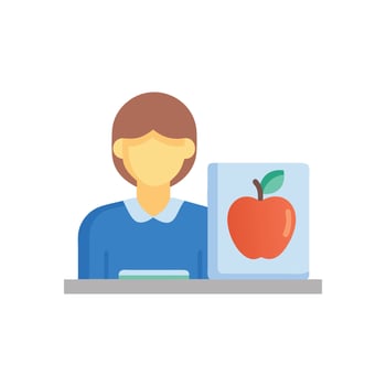 Illustration of a teacher with an apple drawing art vector
