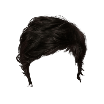 Sleek Short Black Hairstyle with Defined Side Part Format png