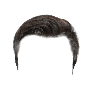 Isolated Short Black Hair with Side Part Hair Design Element png