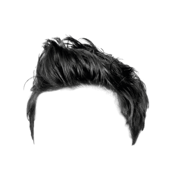 Short Black Hair Texture with Modern Side Part Transparent Overlay png