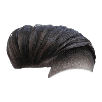 Contemporary Black Short Hair with Side Part Fashion Hair Element png