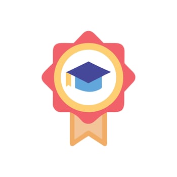 Graduation cap badge icon representing educational achievement and success vector