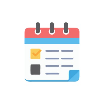 Flat design calendar icon with checkmark and simple lines vector