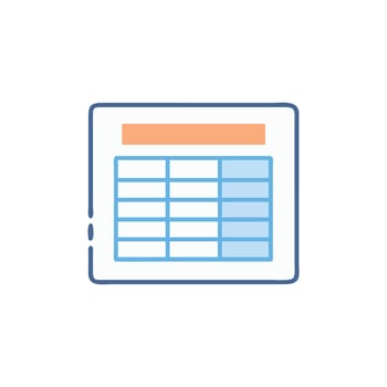 Simple light blue data table icon with rounded strokes vector