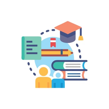 Education and Learning Concept with Graduation Cap and Books vector