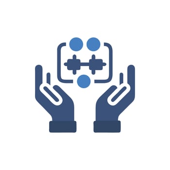 Hands holding abstract technology structure flat design illustration vector