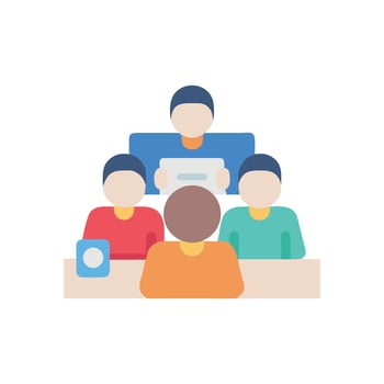 Flat design illustration of team presentation in business meeting vector