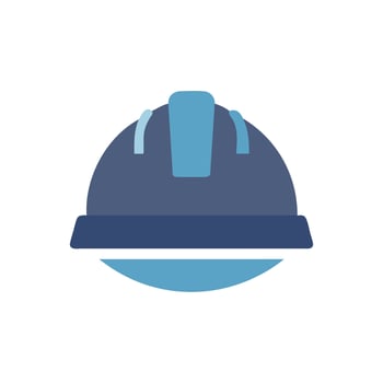Blue Flat Graphic Illustration of a Construction Hard Hat vector