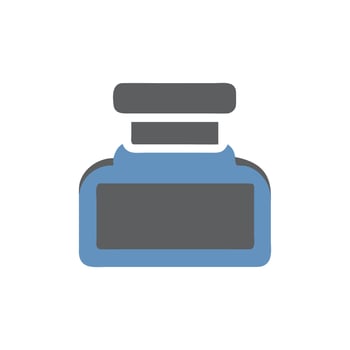 Illustration of an inkwell for writing in blue and gray vector
