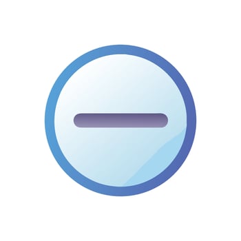 Minus symbol icon in a blue and white circle vector