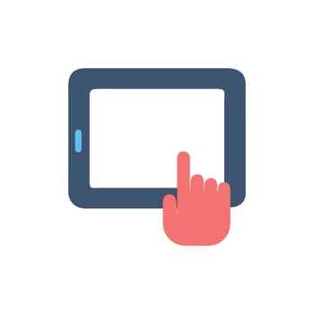 Finger touching tablet screen on White Background illustration vector