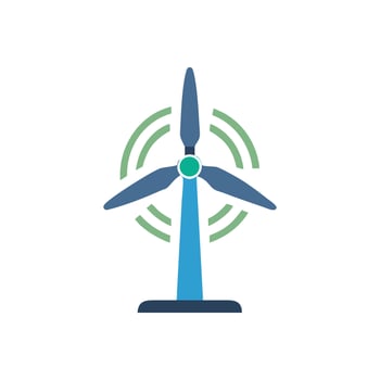 Clean energy wind turbine illustration on White Background vector
