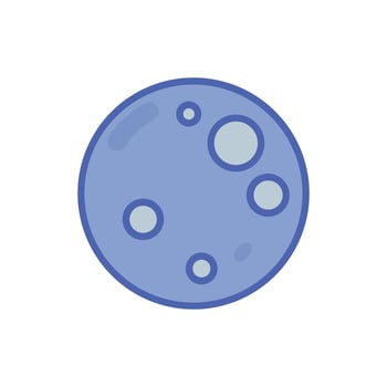Stylized planet illustration in blue tones with crater details vector