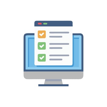 Digital checklist on computer screen representing tasks completed vector