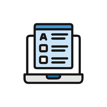 Online survey on laptop screen with multiple choice options vector
