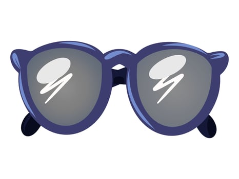 illustration of blue sunglasses stylish summer accessory with glossy reflective lenses, isolated clipart for fashion design and vacation themes vector
