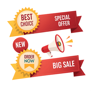 Two banners with the words best choice and special offer png