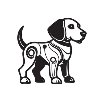 Black and white Cyborg Beagle logo concept vector