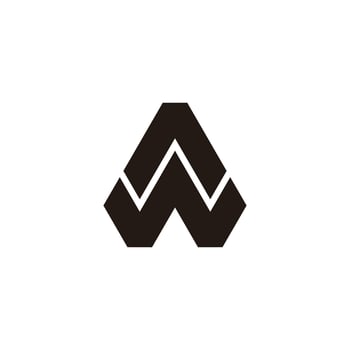 letter aw stripes triangles simple geometric logo vector