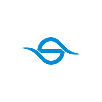 letter s blue flow simple geometric curve logo vector