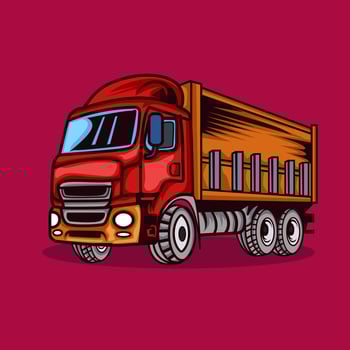 Heavy Equipment Vehicle Red and Orange Dump Truck vector