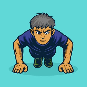 Fitness Illustration Man Performing Push-Ups vector