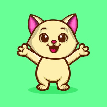 Cute Cartoon Cat Waving Illustration vector