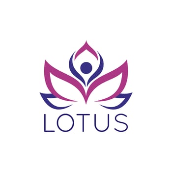 lotus flower logo with a person icon on top vector