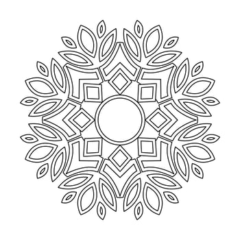 Divine Petals Mandala in Black and White Coloring Book Page vector