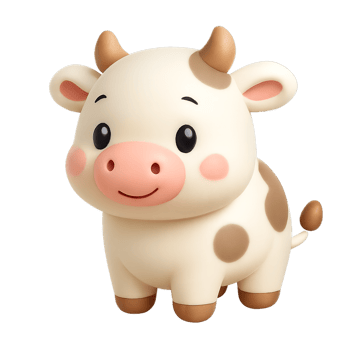 Cute 3D Cartoon Cow Character Ideal for Fun Illustrations and Designs png