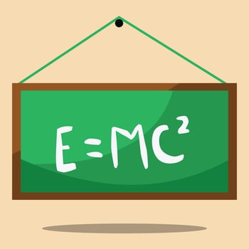 E mc2 chalkboard hanging on the wall vector