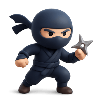 Simple 3D Ninja Character Holding Shuriken in Dynamic Pose png