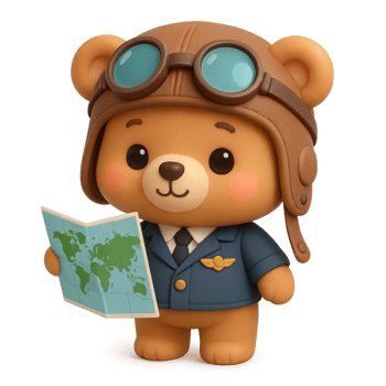 Adventurous Bear Cub Pilot Ready for a Journey Around the World png