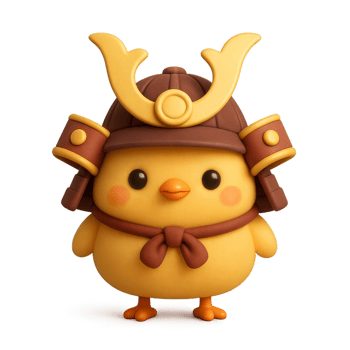 Cute Chick in Samurai Armor with a Kawaii Aesthetic Design png