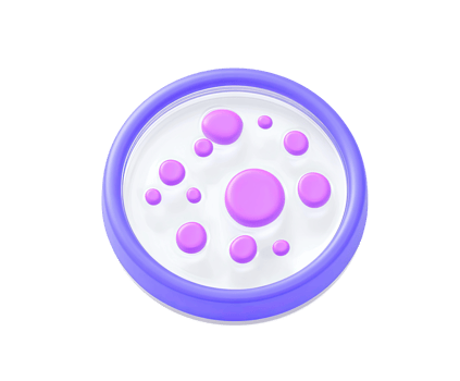 Petri dish with growing cell colony 3D render icon. Laboratory research, microbiology experiment, or medical test concept. Isolated transparent graphic. png