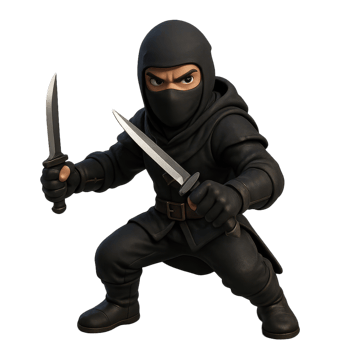 Stealthy Assassin Character with Knives in Dynamic Pose png