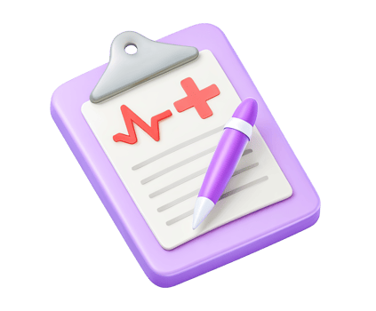Medical clipboard with checklist 3D render icon. Represents patient records, health checkups, or forms. Isolated transparent for clinic workflow visuals. png