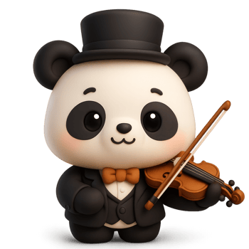 Cute Panda Violinist in Kawaii Style Playing Simple Melody png