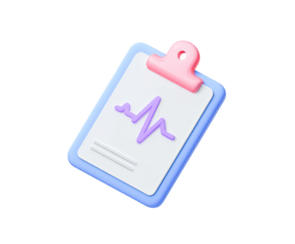 Medical clipboard with ECG chart 3D render icon. Cardiology report or heart health assessment visual. Isolated transparent for patient record systems. png