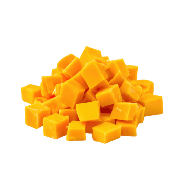 Pile of diced mango chunks isolated on transparent background. png
