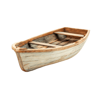 Rustic wooden boat isolated on transparent background. png