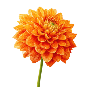 Orange dahlia flower, single, isolate on transparent background. png