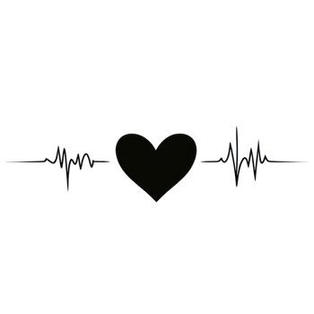 Heart graphic with heartbeat line symbolizing love and life in a minimalistic design png