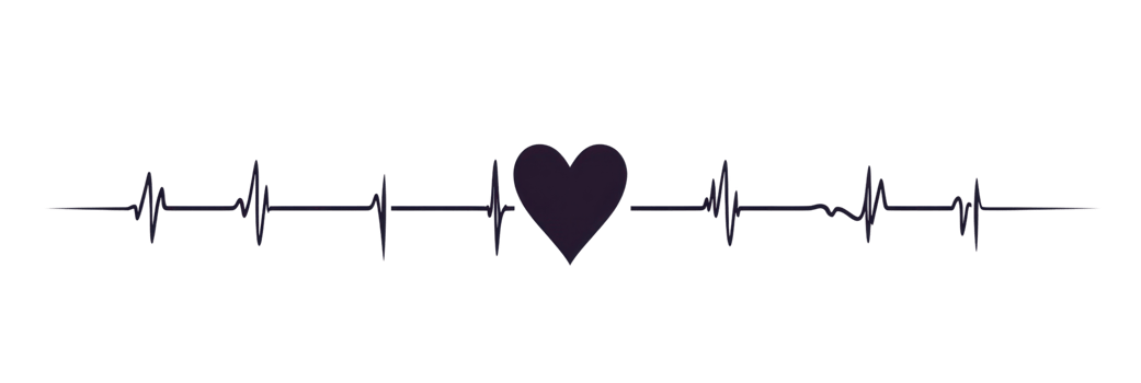 Heartbeat line with heart symbol representing love and life in a minimalist style png